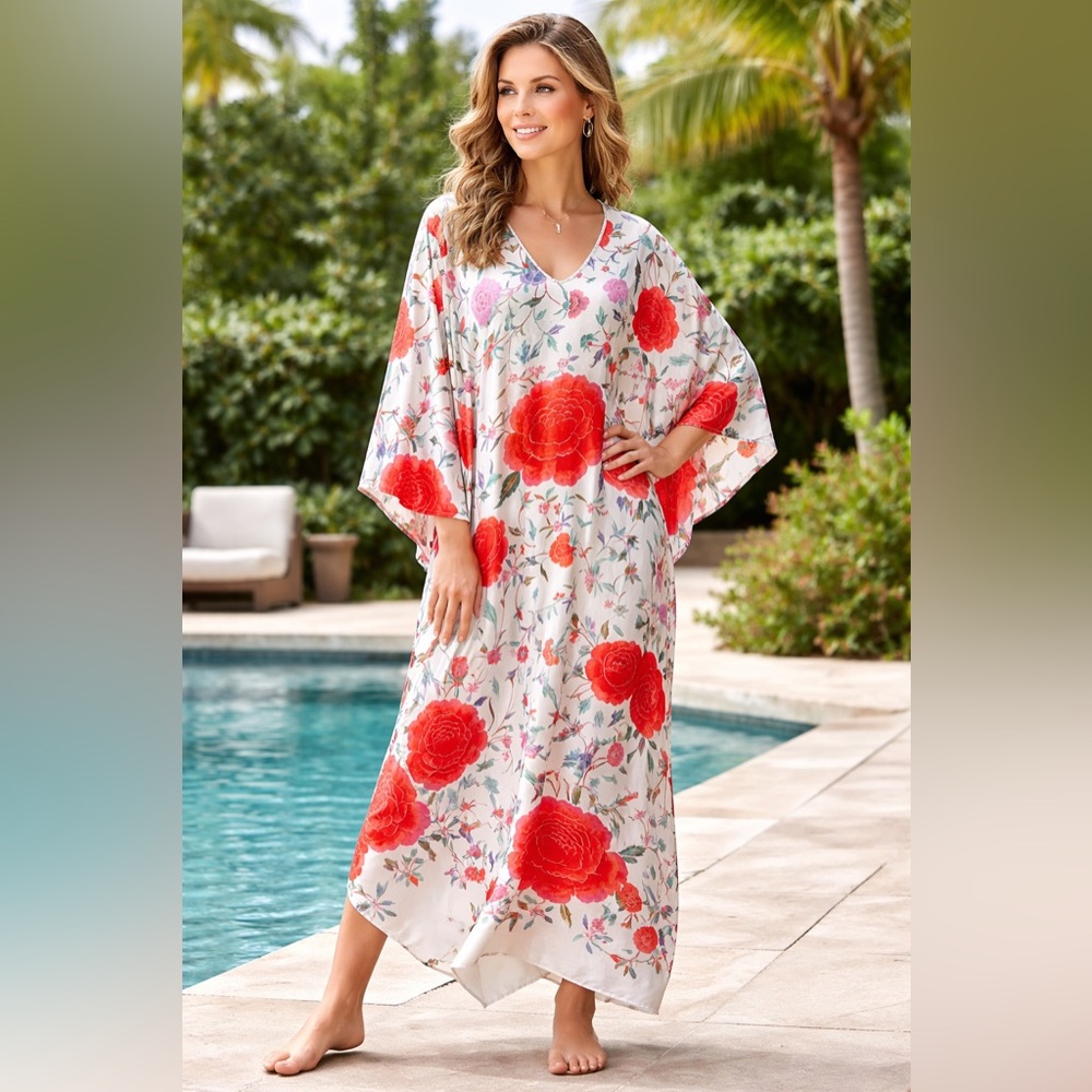 NEW Natori Floral Print Caftan